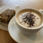 Cappuccino & fruity flapjack at Bishampton Village Store & Cafe