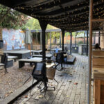 Rear courtyard seating  at Wayland's Yard in Worcester