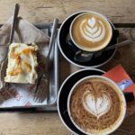 Carrot cake, cappuccino & flat white at Waylands Yard in Worcester