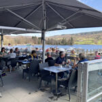 Outdoor seating at the Bluebird Cafe in Coniston