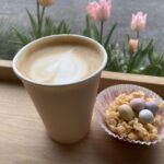 Cappuccino & easter cake at Bloom & Grind cafe in Pembridge