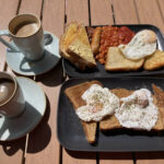 Small English breatfast & eggs on toast at Briwsion cafe in Caernarfon