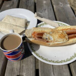 Sausage & egg baguette, wrap & coffee at the Chow Shed in Toddington