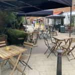 Outdoor seating at the Plantarium Cafe in Stratford-upon-Avon