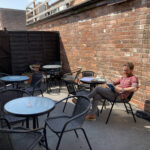 Courtyard seating at Brew Bear Coffee House in Evesham