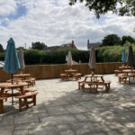 Outdoor seating at the Rickyard Cafe in Romsley, West Midlands