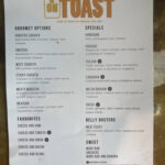 Menu at On Toast cafe in Gloucester