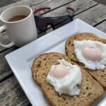 Poached eggs on toast & tea at Sandwyche Station cafe in Droitwich