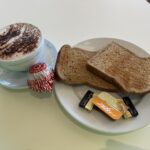 Cappuccino and toast at Cafe Tucci in Gloucester