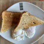 Eggs on toast at the Wobbly Wheel Cafe near Exeter