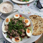 Tuna & egg salad with flatbread at the Village Kitchen in Whaley Bridge