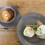 Cappuccino & poached eggs on toast at The Shed in Warehouse 701, Hereford
