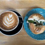 Cappuccino & cream cheese bagel at Grouch Coffee in Moreton-in-Marsh