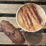 Chocolate chip sweet bread & cappuccino at Marsin Bakers in Hockley Heath