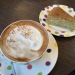 Cappuccino and lemon & poppyseed cake at Feckenham Village Cafe in Worcestershire